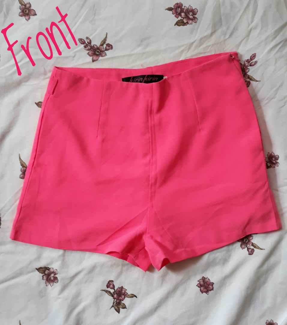 neon pink high waisted shorts