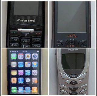 Sony Ericsson, LG GB110; Nokia 8250 (sold), Iphone 3G (sold)