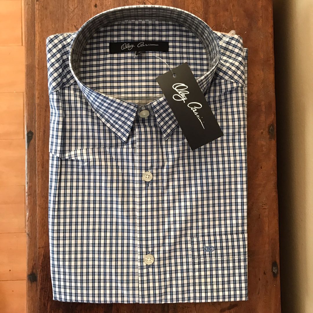 Oleg Cassini Plaid Shirt Short Sleeves