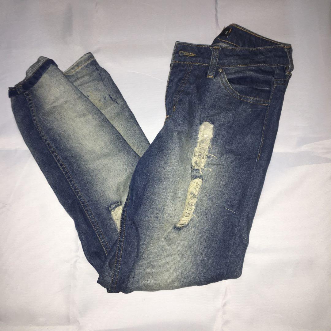 ripped denim boyfriend jeans