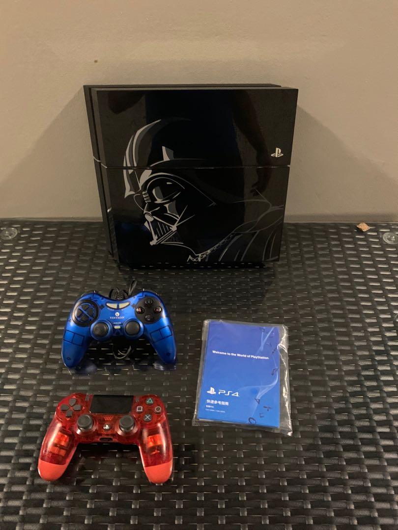 ps4 console with two controllers