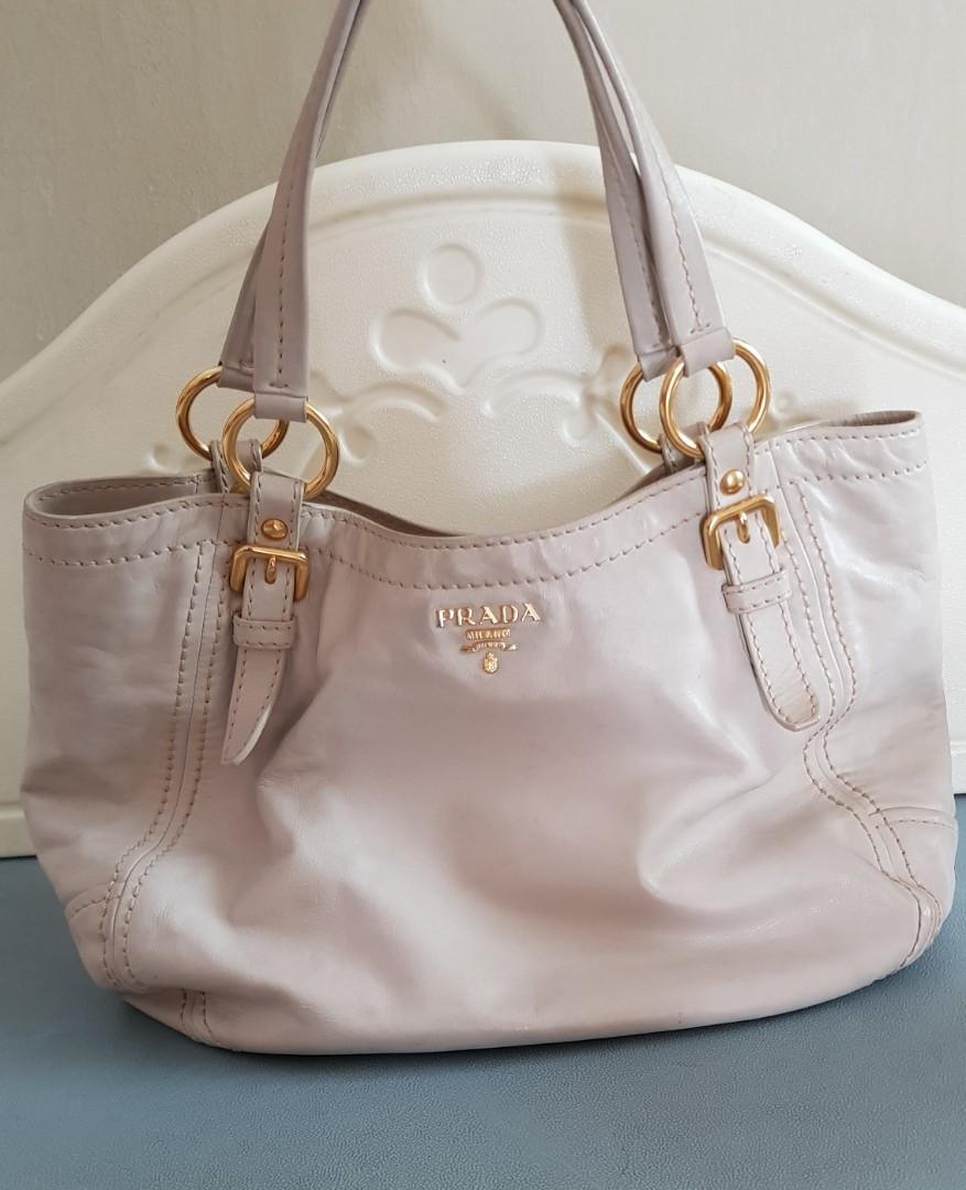 Pre-loved Authentic Cream PRADA Leather Shoulder Bag, Luxury, Bags &  Wallets on Carousell