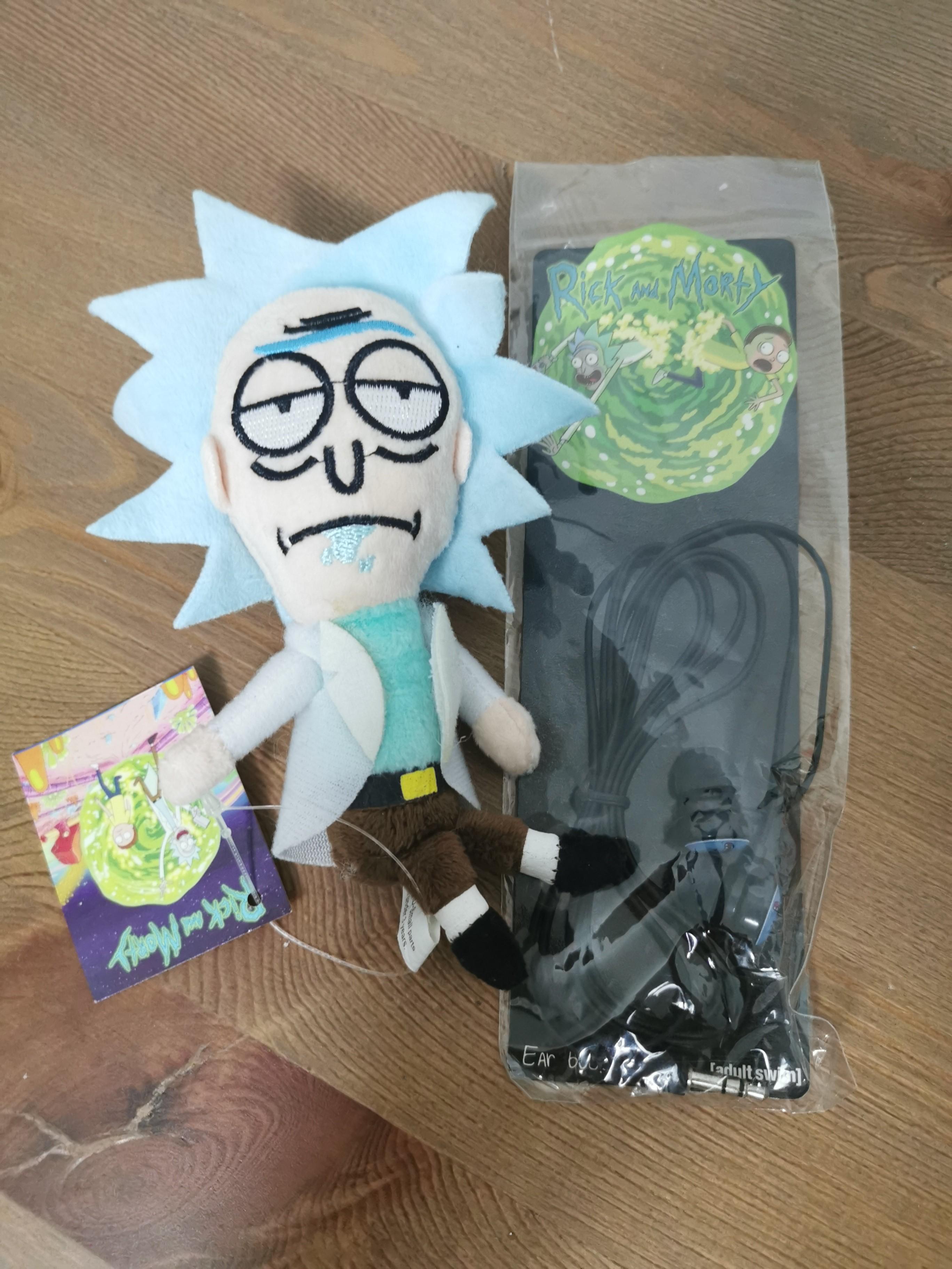Rick and Morty Plush Keychain and Earphones