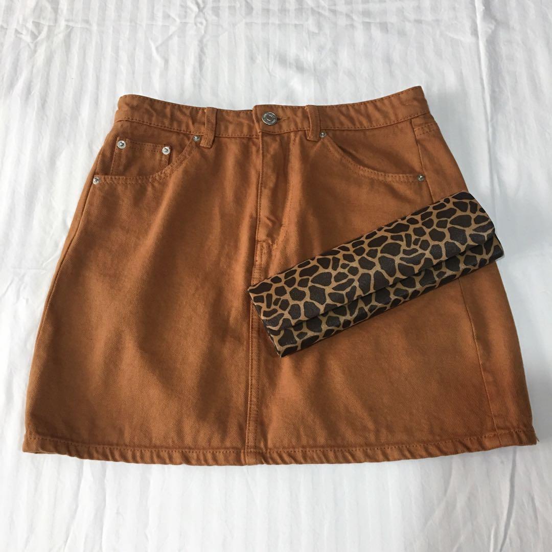 rust denim skirt