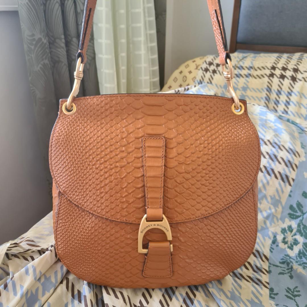 Sacrifice sale Dooney and Bourke Emerson North South Reese shoulder bag in brown embossed