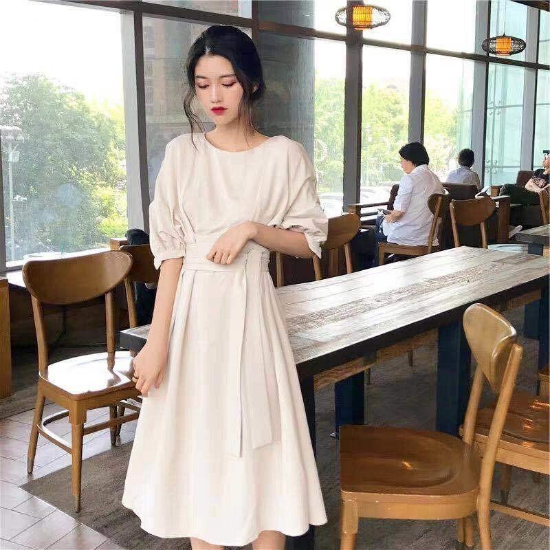 Ulzzang Beige/Cream Dress, Women's Fashion, Dresses & Sets, Dresses on  Carousell