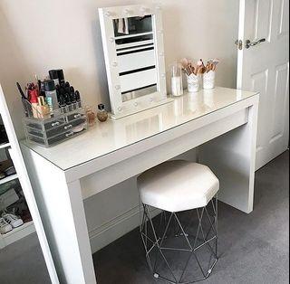 Vanity table, vanity mirror, malm dressing table, dresser, make up room essentials