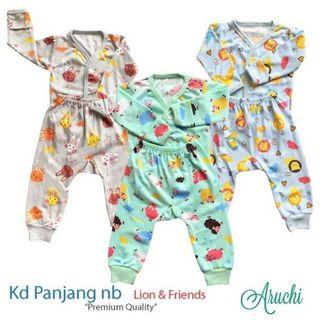Aruchi 3pcs Setelan Baju Baby Bayi Panjang 0-4 Bulan - SNI STANDART