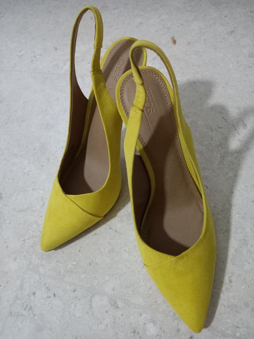 mustard high heel shoes