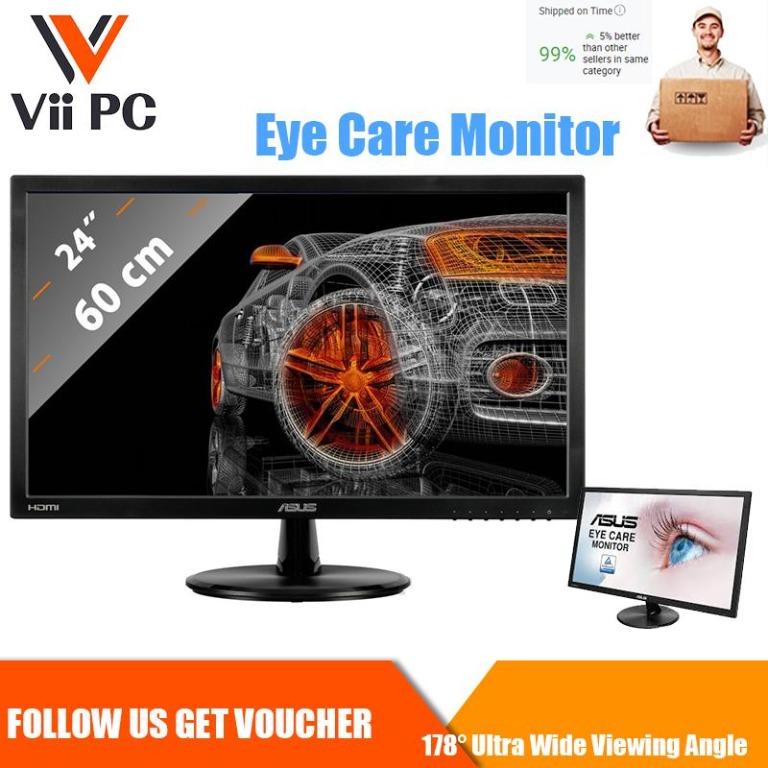 Asus Vp247hae Eye Care Monitor 23 6 Inch Full Hd Flicker Free Blue Light Filter Anti Glare Electronics Computer Parts Accessories On Carousell