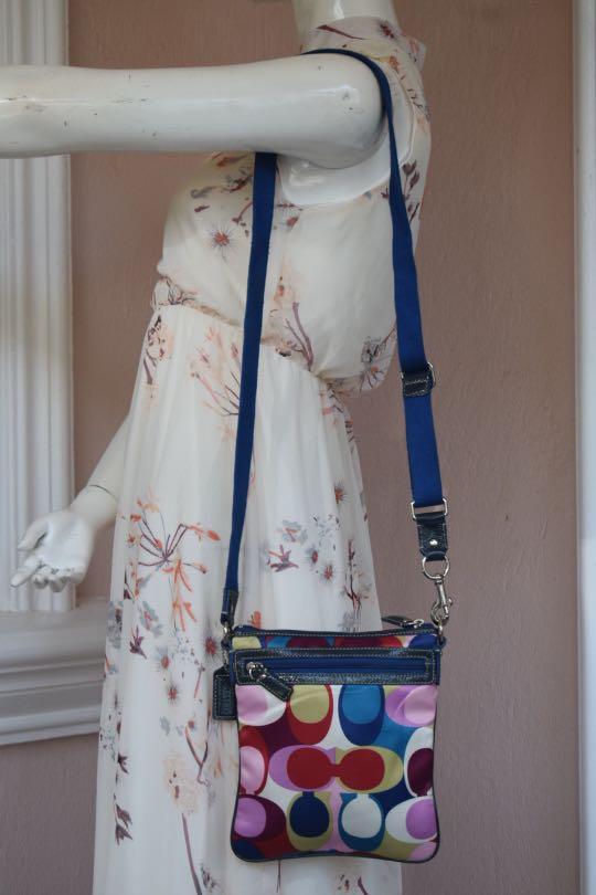 Multicolor coach purse top