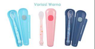 Baby Spoon Silicon with Pouch Saving Sendok Makan Bayi  - Large - Babyqlo