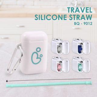 BabyQlo Silicone Straw Travel Set 3in1 - 9012