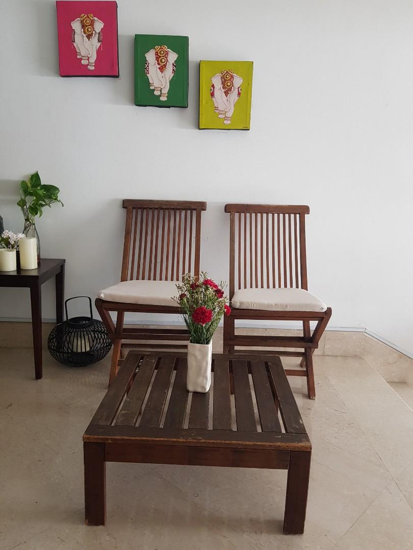 Balcony Garden Wooden Chairs And Table Furniture Home Decor Others On Carousell