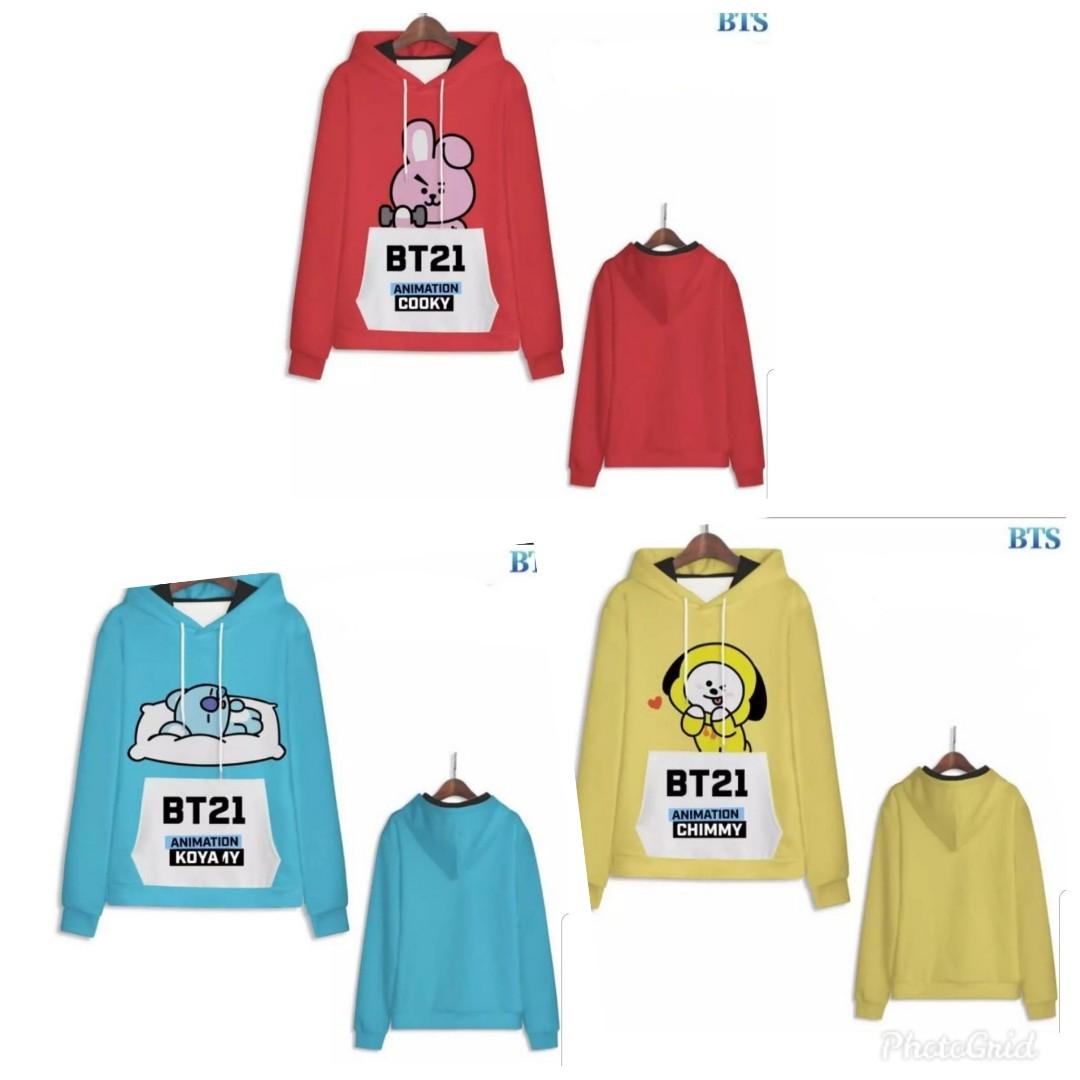 BN Korea BTS Bulletproof Hip Hop Hooded Sweater BT21 Sweatshirt Animation Cooky koyamy chimmy Hobbies Toys Memorabilia Collectibles Fan Merchandise on Carousell