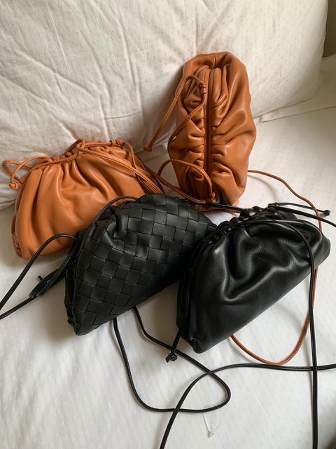 Bottega Veneta mini pouch in black and clay, Women's Fashion, Bags