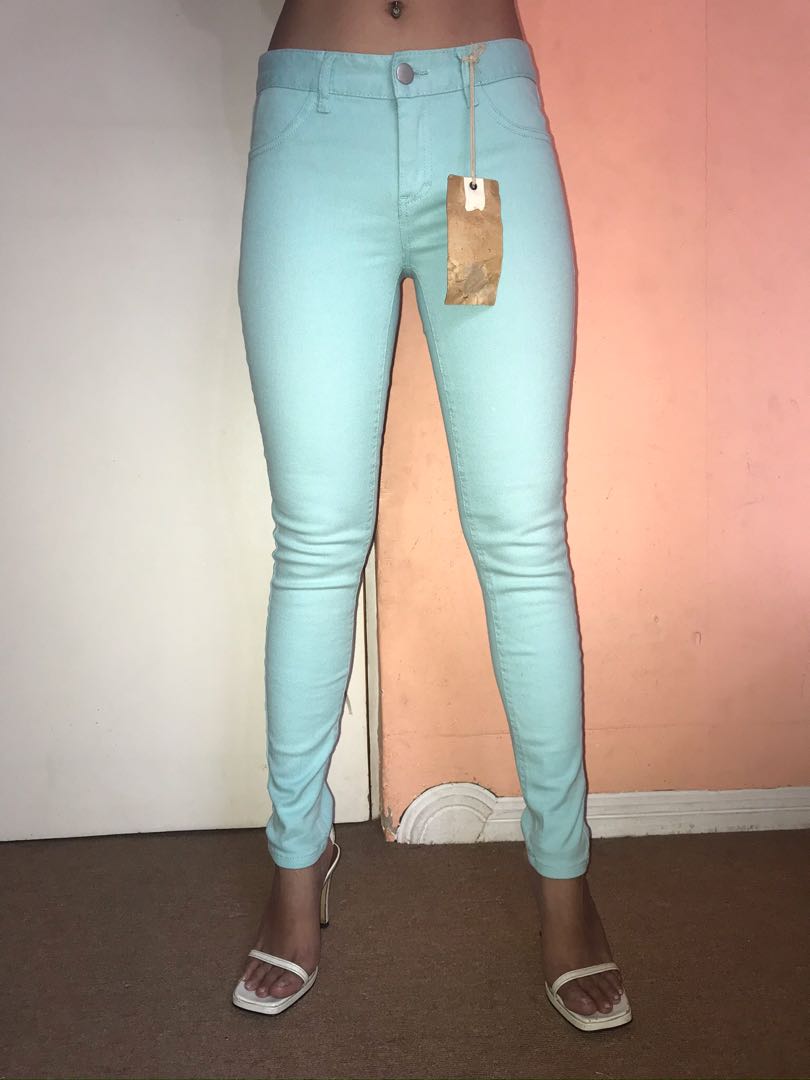 aqua colored jeans