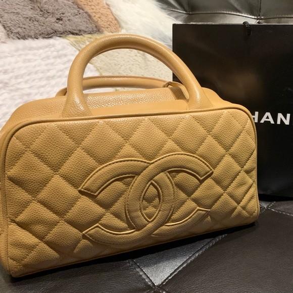 Chanel CC Quilted Caviar Bowler Bag
