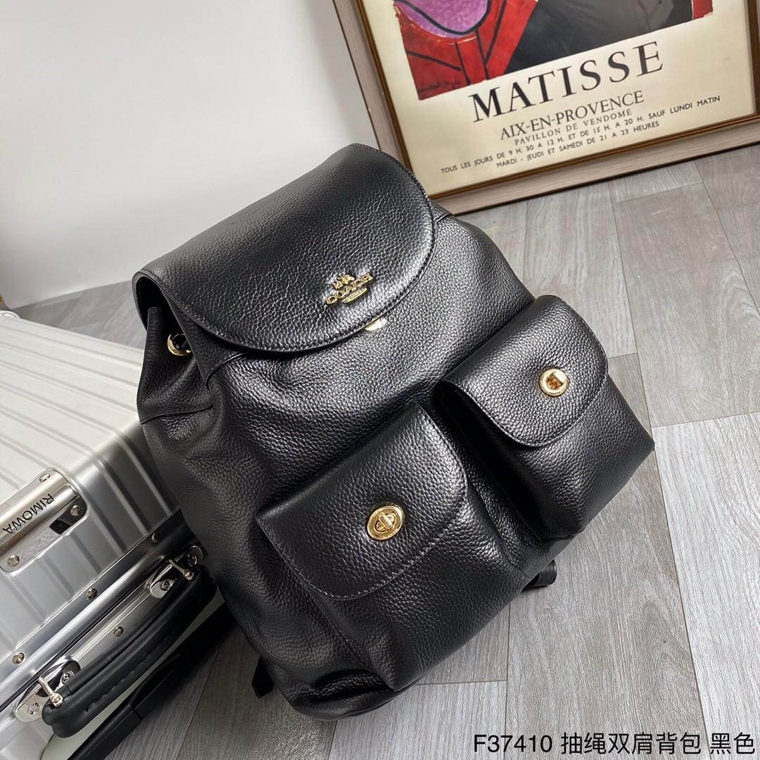 coach 37410 drawstring backpack black made of imp