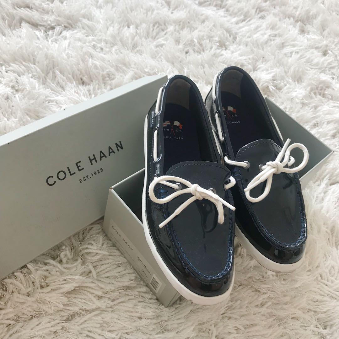 Cole Haan Loafers in Navy Blue Patent 