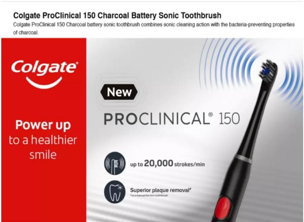 colgate proclinical 150 sonic charcoal battery powered toothbrush