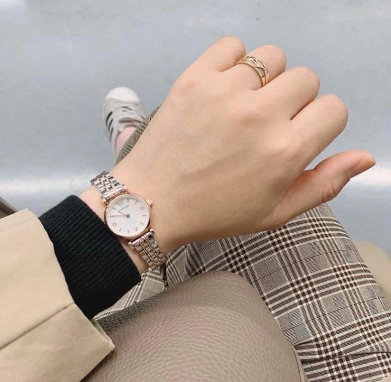 Emporio armani classic mother outlet of pearl dial ladies watch