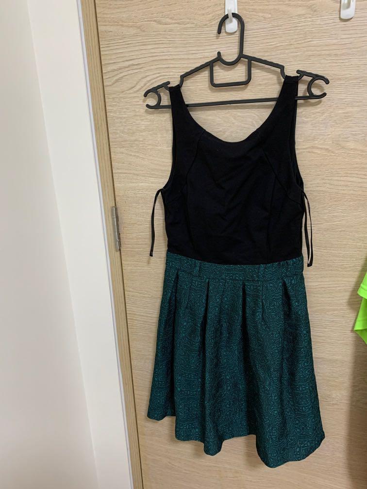black and teal dress