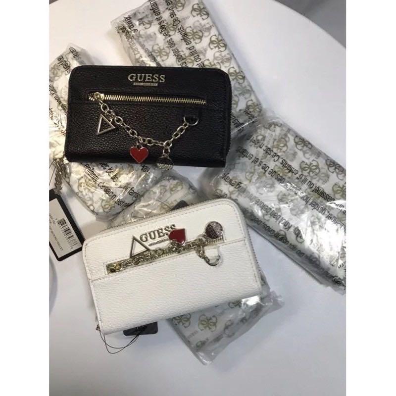 Guess Gold Chain Leather Fashion, Bags & Wallets, Wallets Card holders on Carousell