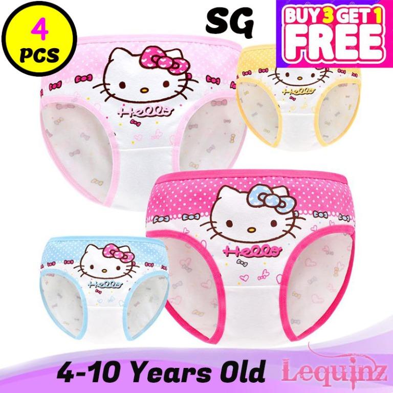 Kids Panties Hello Kitty Underwear 4-10Years Old Buy 3 Free 1