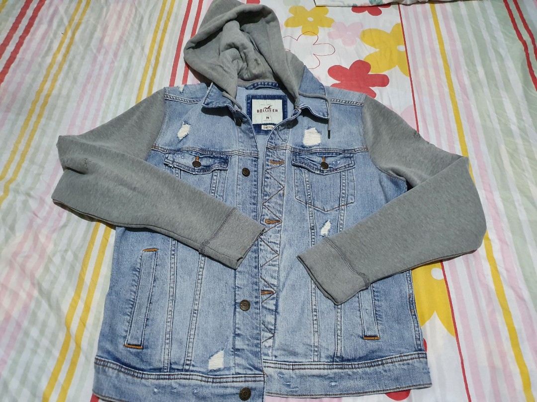 hollister denim hoodie