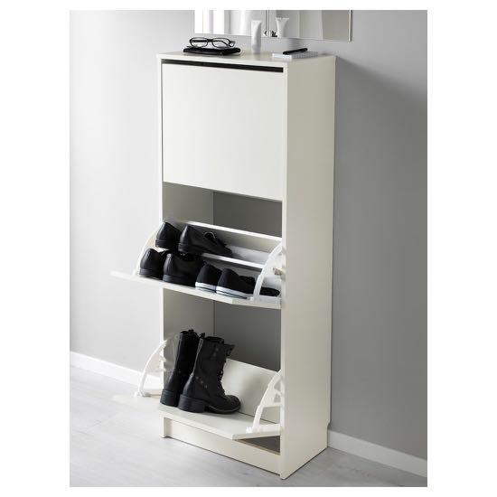 Ikea Shoe Rack White 3 Compartments Furniture Shelves Drawers On Carousell
