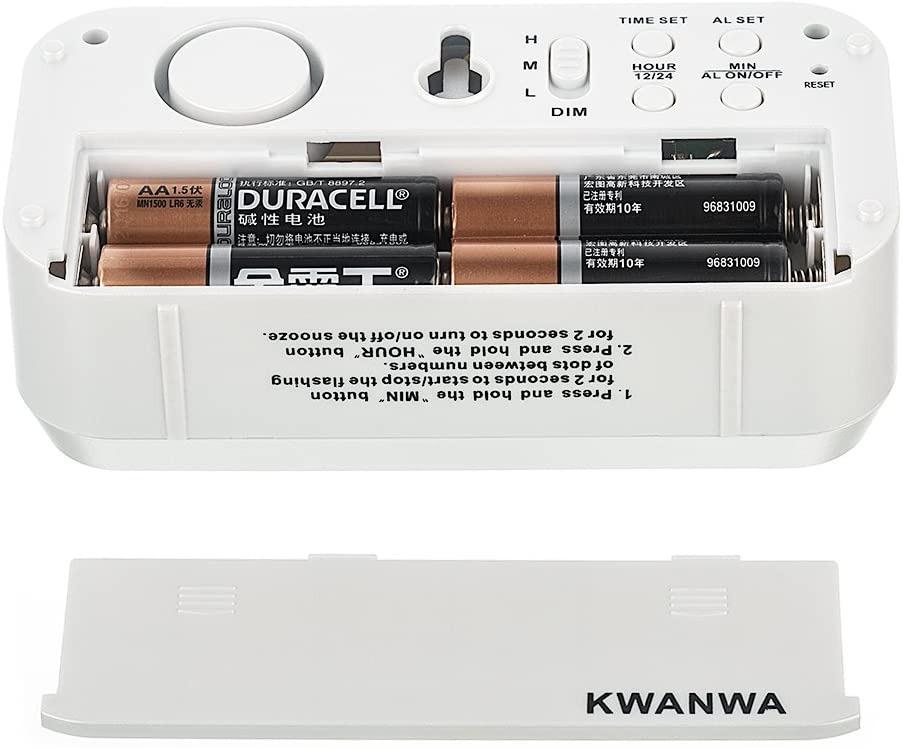 KWANWA Digital LED Alarm Clock Battery Powered only with Big Numbers