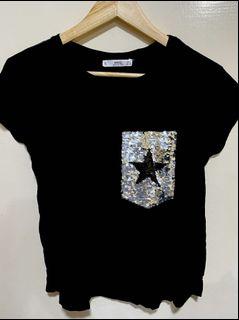 Mango Tops - Black with star sequins