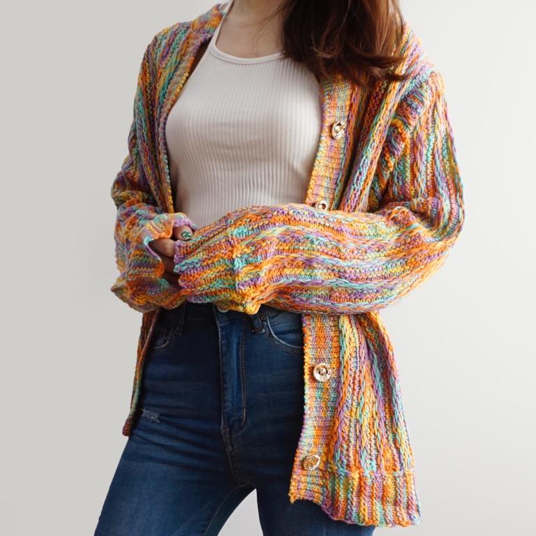 Marled knit cardigan outlet