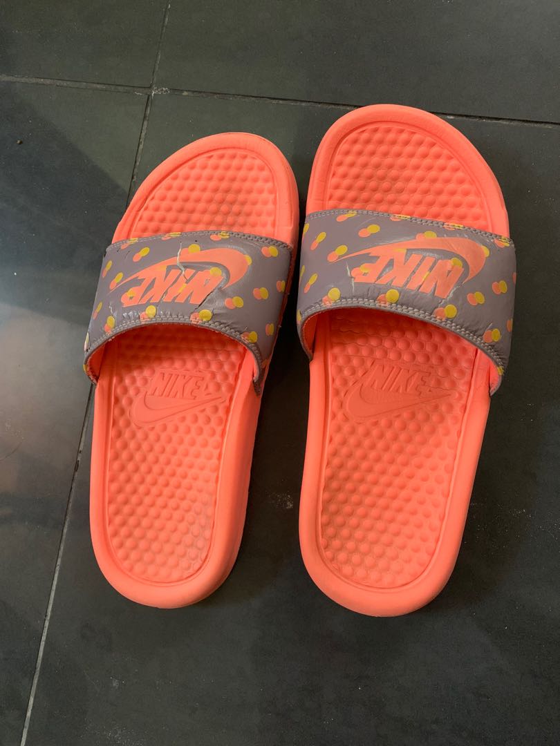 nike slippers orange
