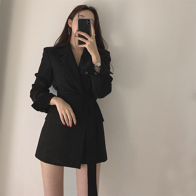 oversized black blazer dress