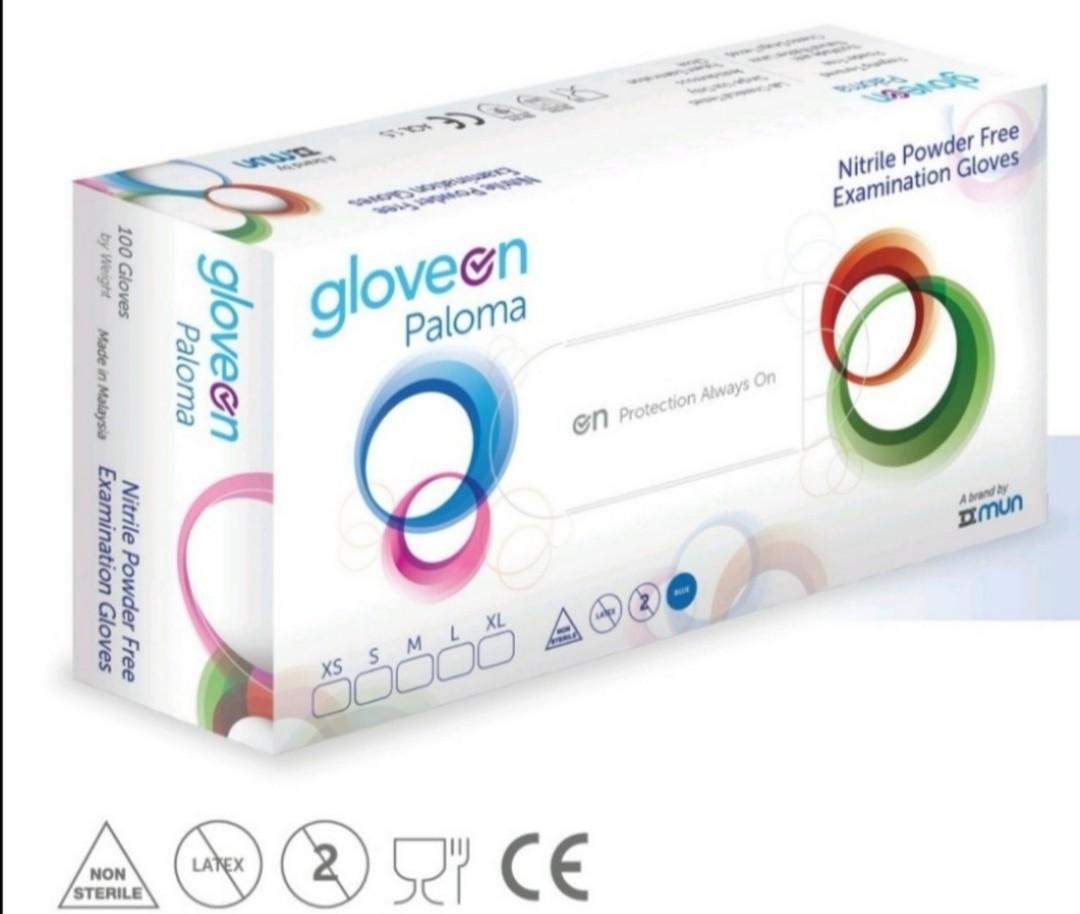 Gloveon Paloma Hartalega nitrile examination gloves powder free CE FDA Ready Stocks, Everything
