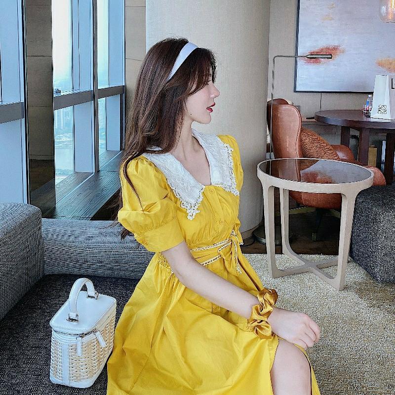 Yellow peter pan collar dress store
