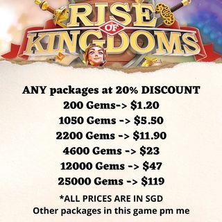 Rise of Kingdoms cheap discounted top up gems