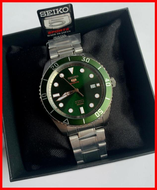 Seiko 5 Sports Automatic Emerald Green Dial Silver Steel Japan Made Original Cash On Delivery Men S Fashion Watches On Carousell
