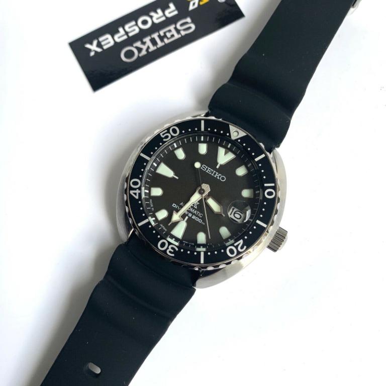 Seiko Mini Turtle Prospex Automatic Diver Black Dial Rubber Strap Japan ...
