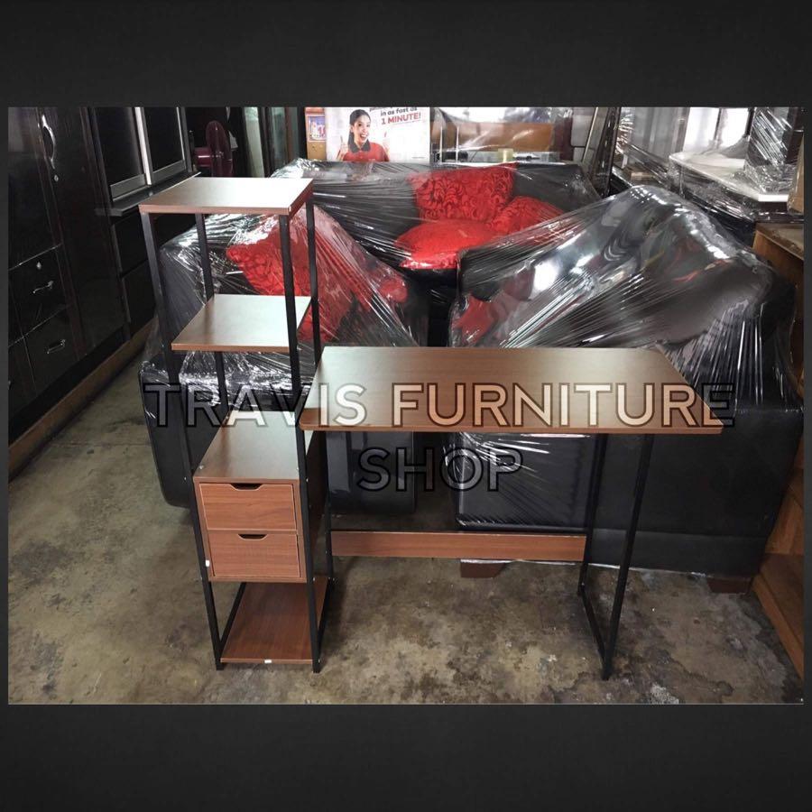 Study Table (Category: Tables & Sets) located in Quezon City. Submitted by travisfurnitureshop (Listing ID 1027515246, Image 1). Description: Study Table w/ Side Shelves & Drawer Model: A181A Color:Cappuccino Dimension: 105x40x110 CM.