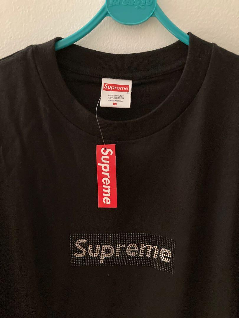 supreme swarovski black tee