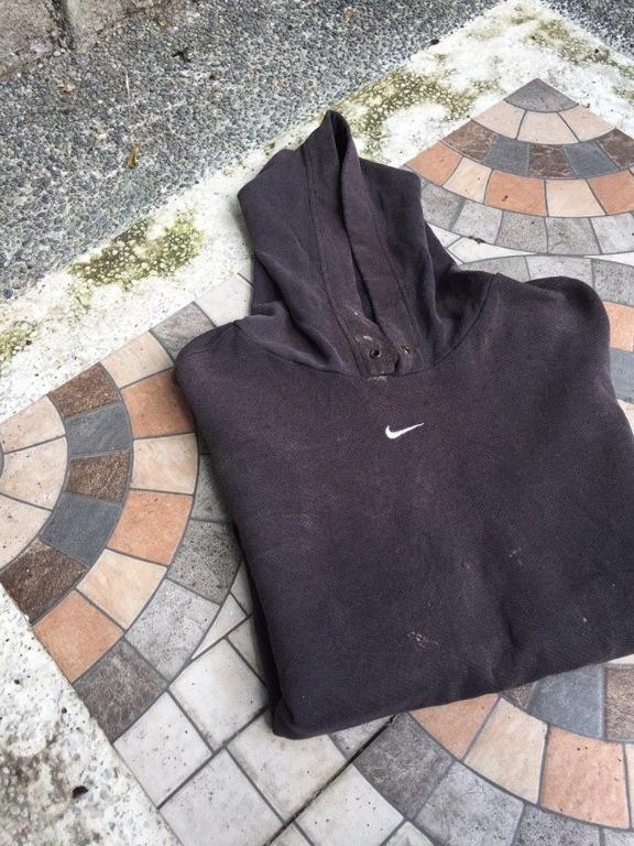 Black nike center swoosh hoodie top