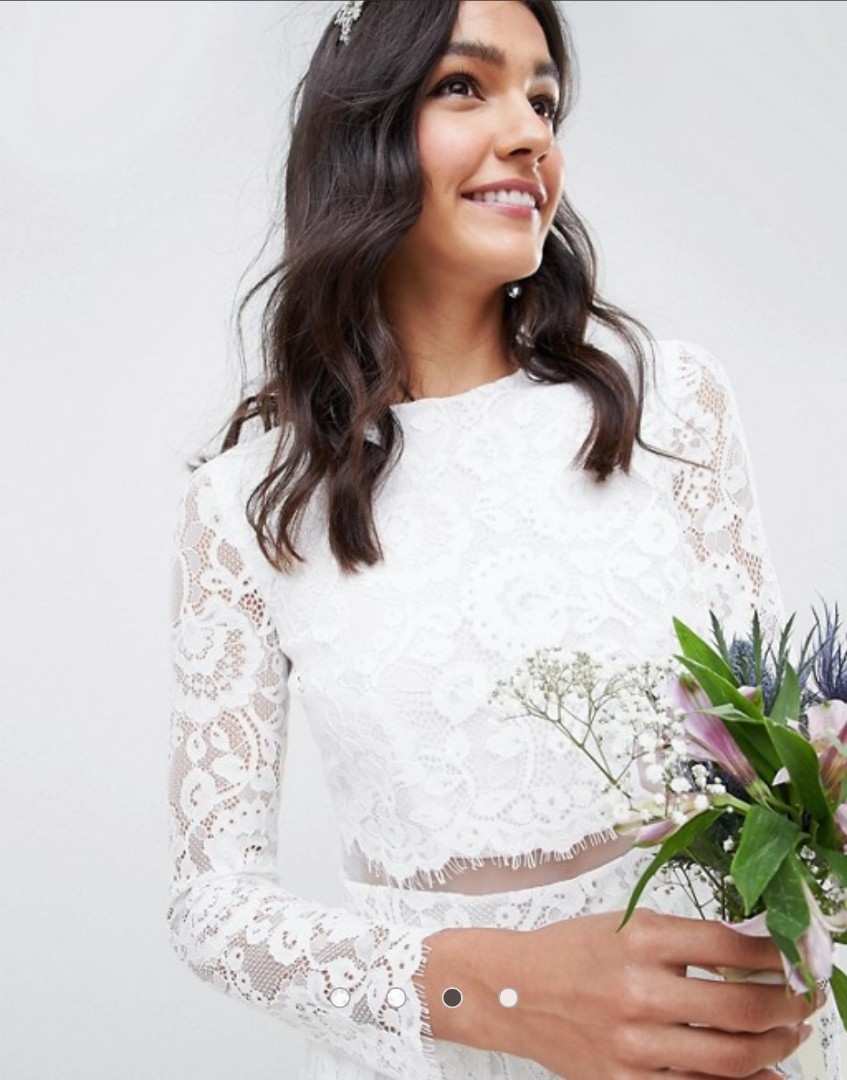 Wedding Dress ASOS EDITION Grace Lace Crop Top Women s Fashion