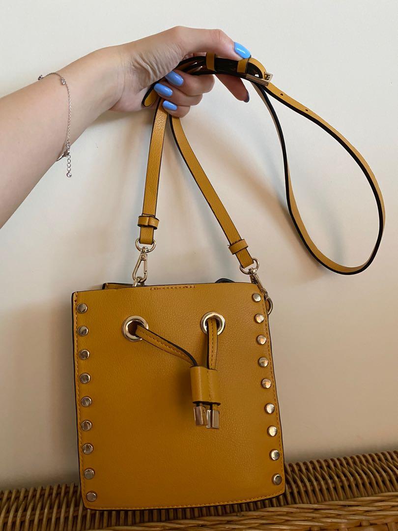 zara yellow bucket bag