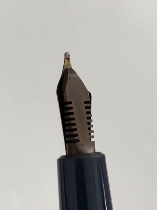 14K Gold Fine Nib Blue Parker Vintage Slimfold Fountain Pen (good ...