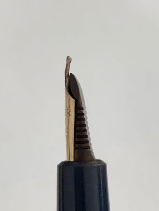 14K Gold Fine Nib Blue Parker Vintage Slimfold Fountain Pen (good ...