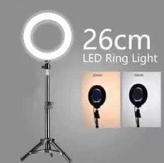 26cm LED ring light selfie photo studio light with tripod stand lamp and phone holder set for vlogging