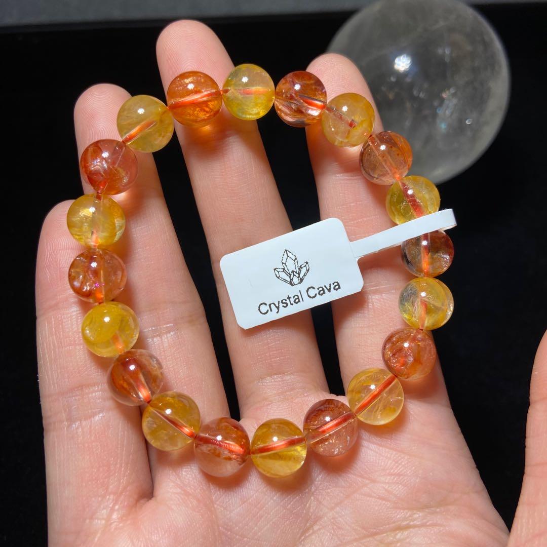 招貴人 正偏財 天然紅黃膠花 Hematoid 手鍊 興趣及遊戲 手作 自家設計 工藝用品及工具 Carousell